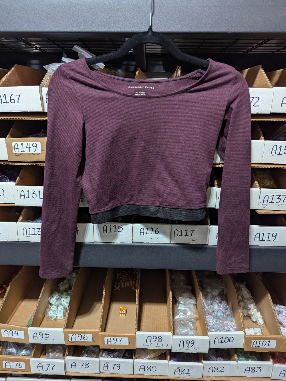 American Eagle Outfitters Plum Long-Sleeve Cropped Top XS